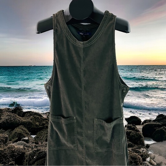 HSZ Studio Long Sleeveless Olive Color Dress Size S - Picture 3 of 13